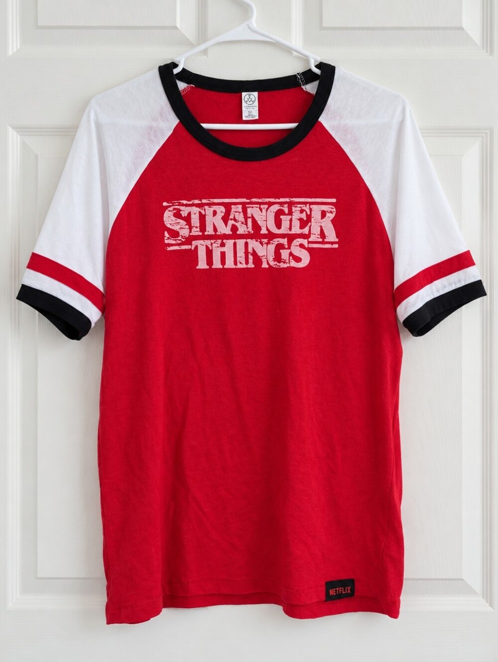 Women’s Stranger Things Red White Raglan Graphic Tee Medium / 8-10